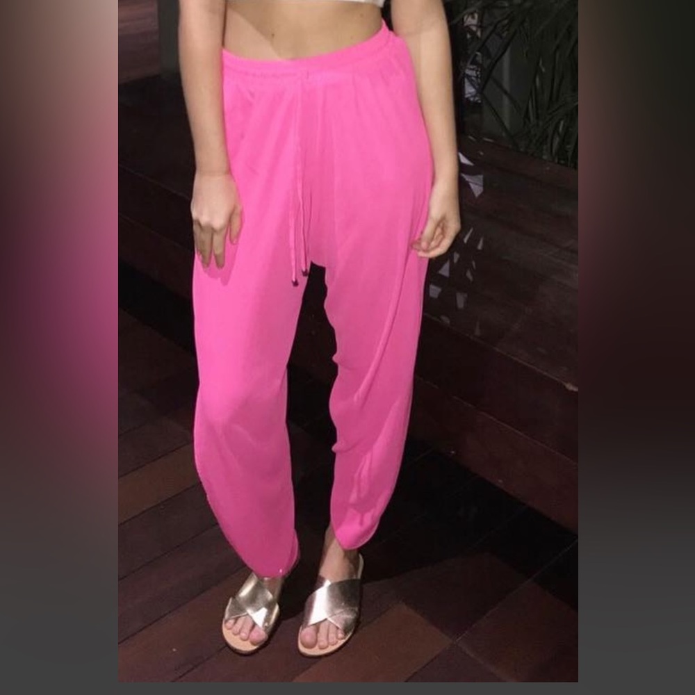 Hot pink draw string pants
